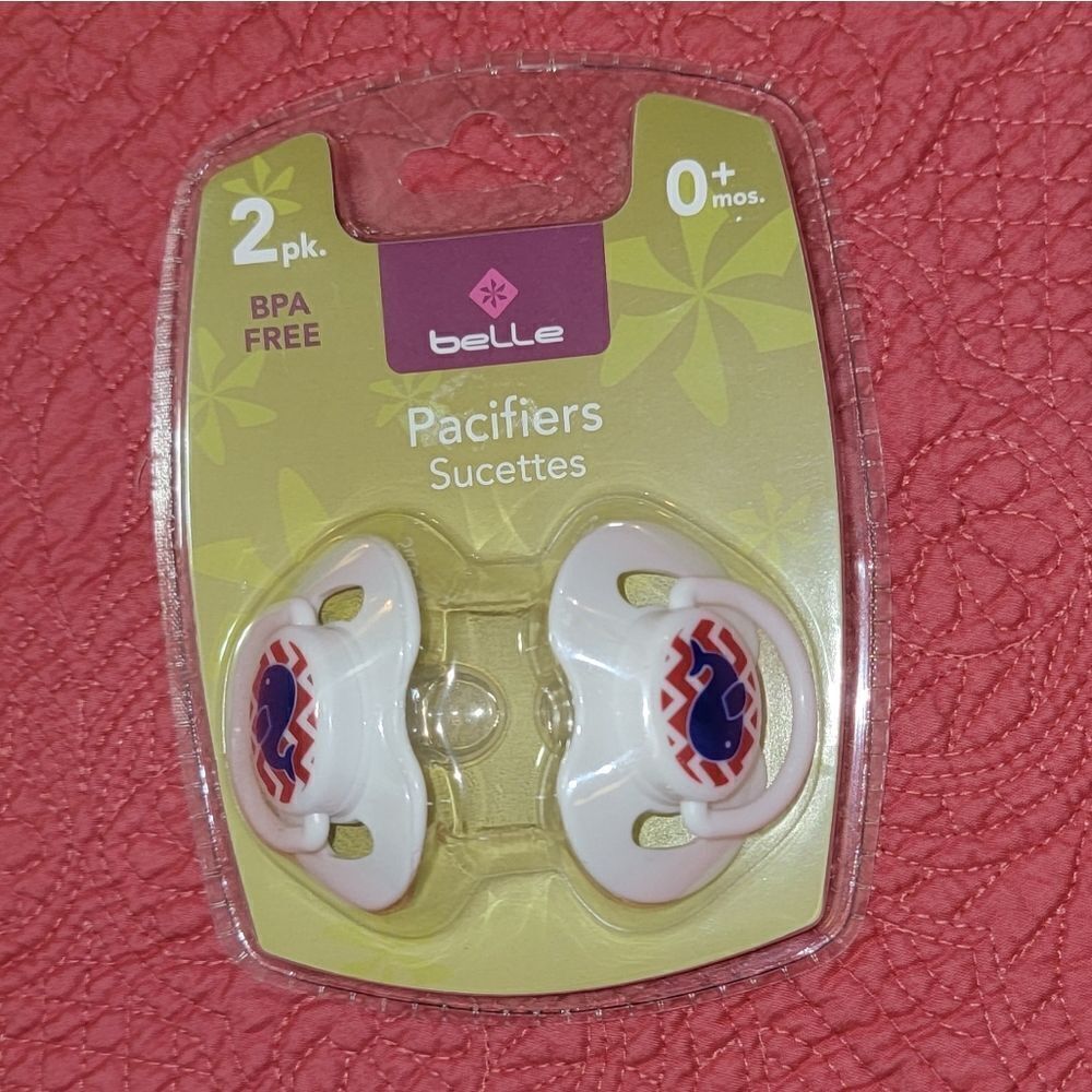 🏅FREE w BUNDLE • New 🐳 Belle 2 Pack Whale Pacifiers • BPA Free • 0+ Months